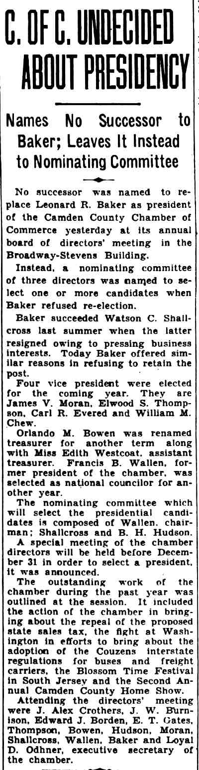 Camden County Chamber of Commerce directors meeting, December 1932