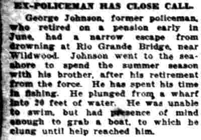 Camden Daily Courier July 8, 1920 — Ex-Policeman Has Close Call