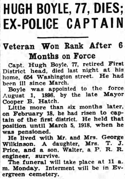 Camden Courier-Post, August 4, 1928 — Hugh Boyle, 77, Dies; Ex-Police Captain