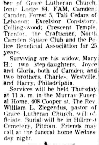 James Wilson obituary continued — Camden Courier-Post, August 5, 1952