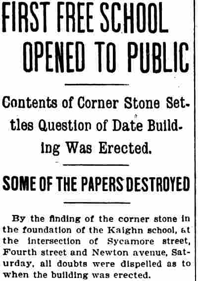 First Free School Opened to Public, Camden Post-Telegram, September 12, 1904, column 1