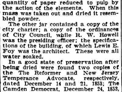 First Free School Opened to Public, Camden Post-Telegram, September 12, 1904, column 3