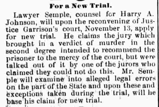 Camden Post-Telegram, November 2, 1893 — For a New Trial