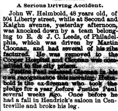 A Serious Driving Accident — Camden Post, October 13, 1893