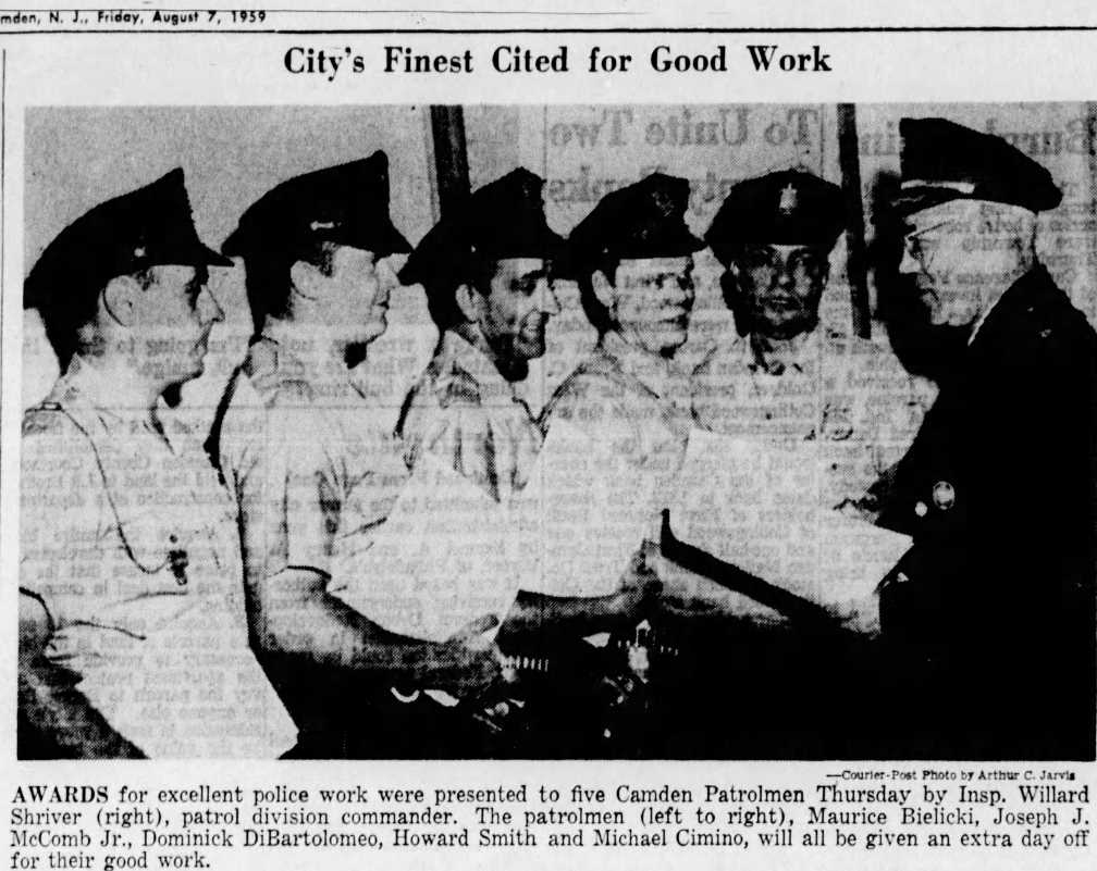 City's Finest Cited for Good Work, Camden Courier-Post, August 7, 1959
