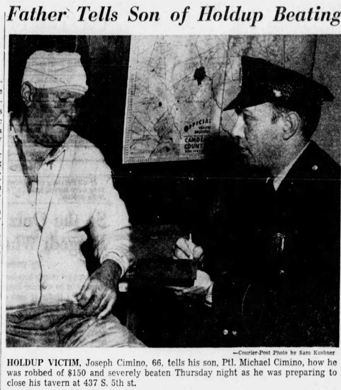 Father Tells Son of Holdup Beating, Camden Courier-Post, October 16, 1959