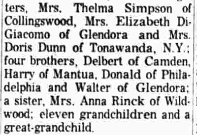 Nathaniel Wine obituary continued — Camden Courier-Post, July 11, 1962