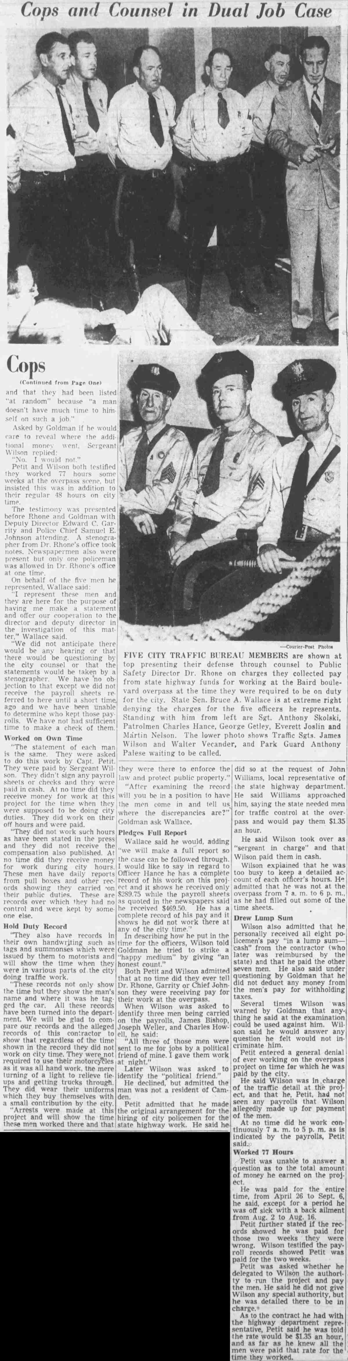 Cops and Counsel in Dual Job Case — Camden Courier-Post, September 17, 1948