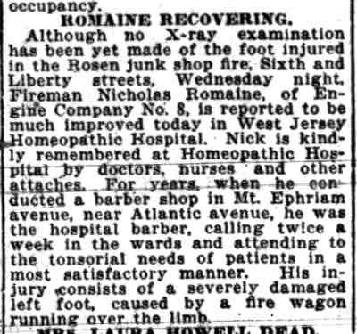 Romaine Recovering — Camden Daily Courier April 30 1921