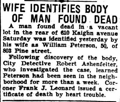 Camden Courier-Post article: Wife Identifies Body of Man Found Dead, July 14, 1936