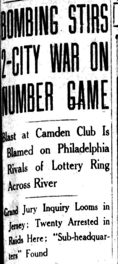 Bombing Stirs 2-City War on Number Game — Philadelphia Inquirer, September 13, 1932