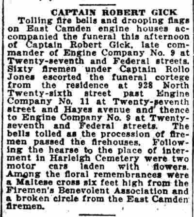 Camden Courier-Post, December 4, 1926 — Captain Robert Gick