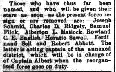 Camden Daily Courier, May 19, 1899: detail showing names of new appointees