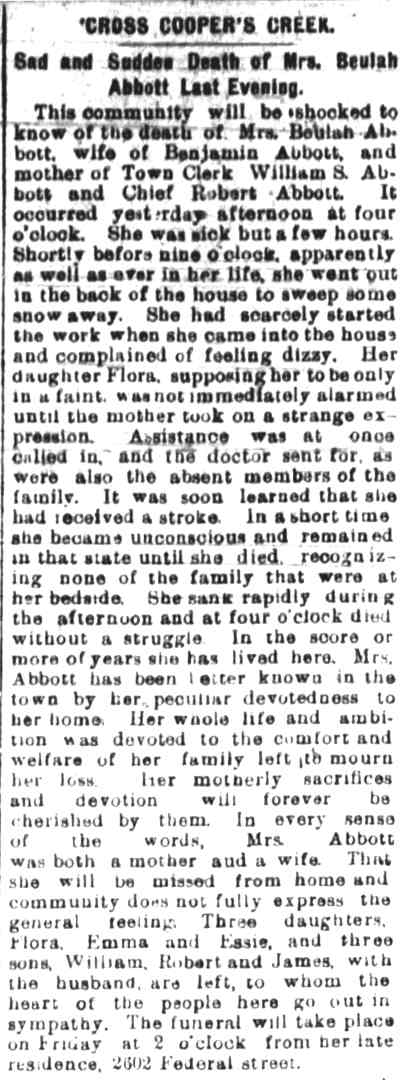 'Cross Cooper's Creek — Camden Daily Courier, May 19, 1899