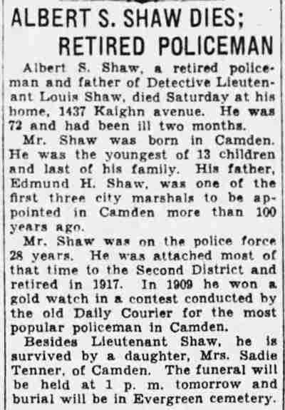 Camden Courier-Post February 27 1933 Shaw brothers photograph