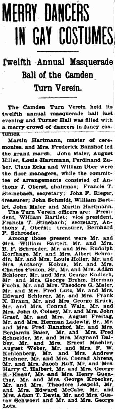 Turn Verein and Turner Hall sale article, February 24, 1903