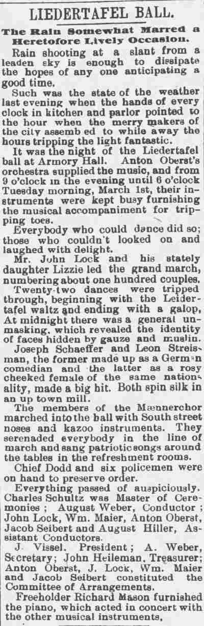 Camden Liedertafel article, March 1, 1892