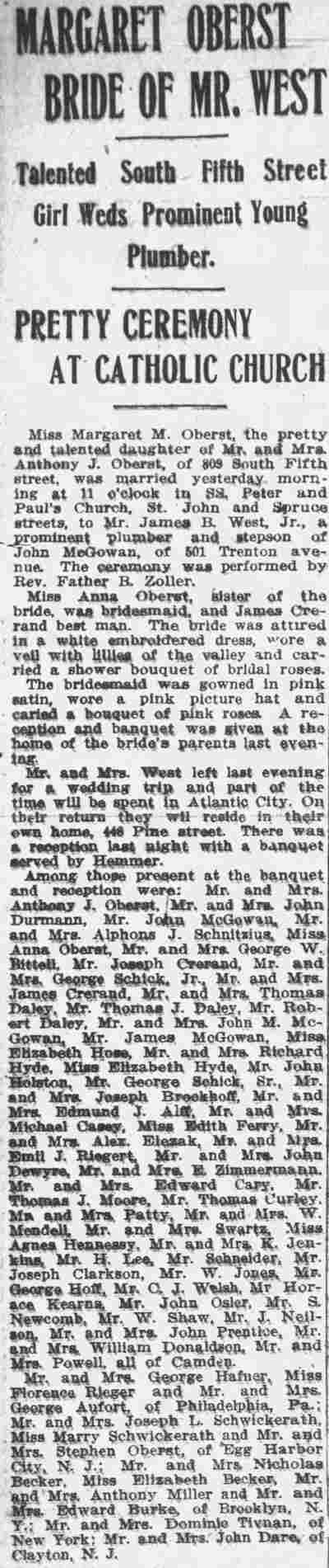 Oberst Orchestra article, April 27, 1911