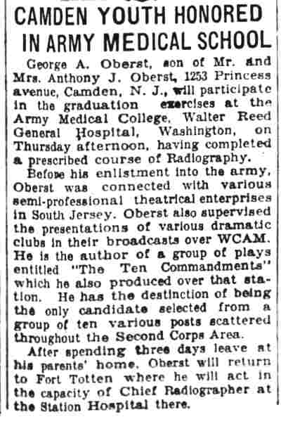George A. Oberst radio program article, May 11, 1930