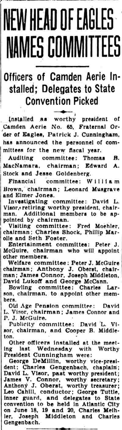 Eagles Golden Jubilee article, June 8, 1930