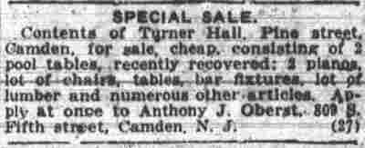 Turner Hall article, August 21, 1918