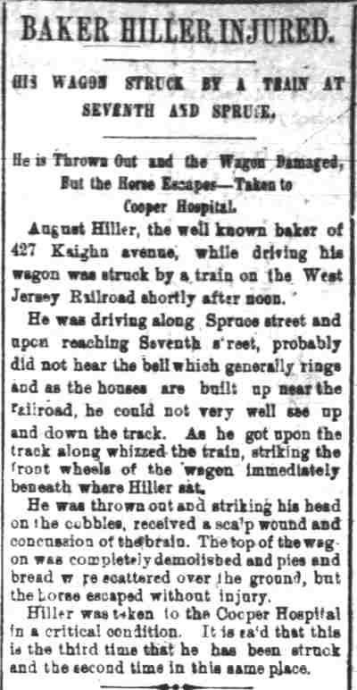 Baker Hiller Injured, Camden Daily Courier, January 25, 1895