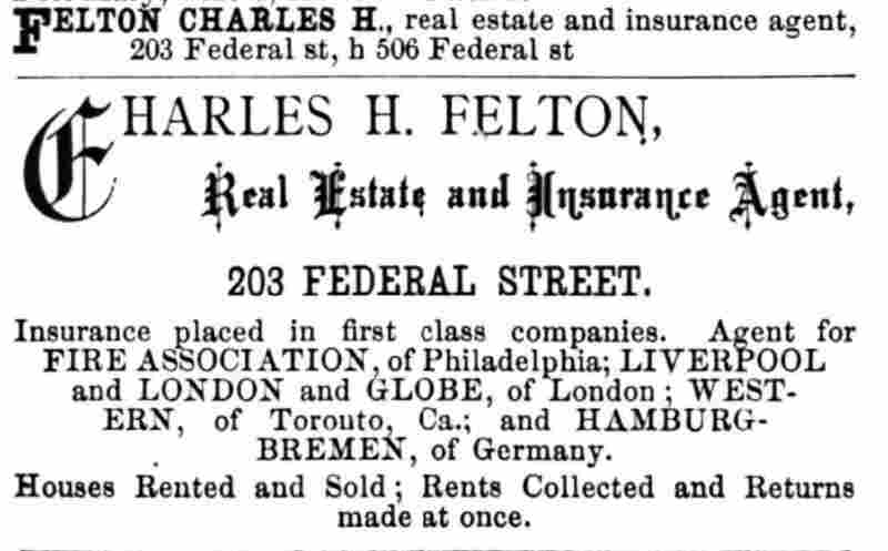 1876 Camden City Directory listing for Charles H. Felton