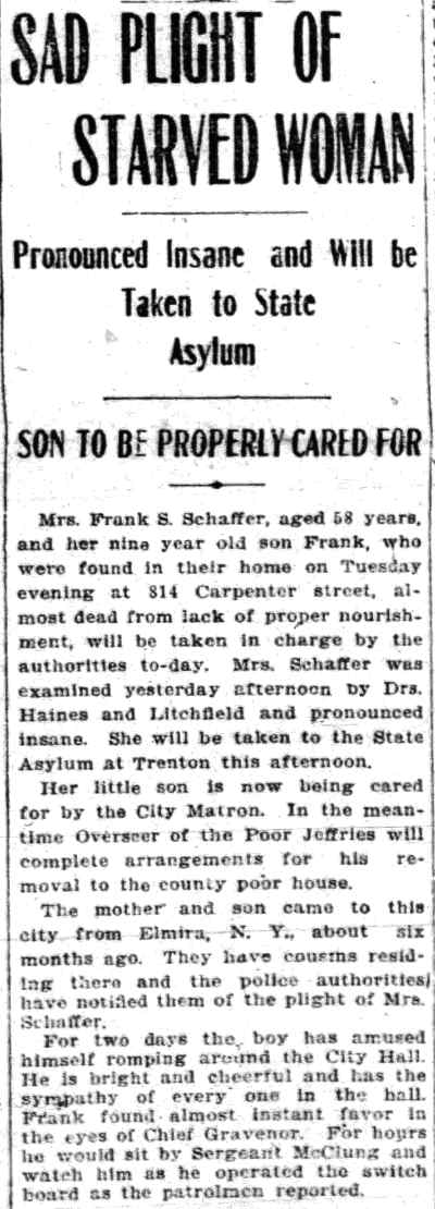 Camden Daily Courier, July 12, 1906 — Sad Plight of Starved Woman