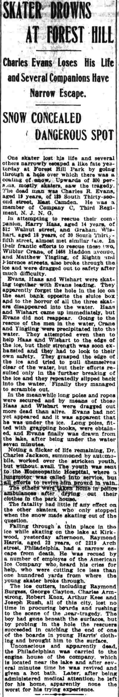 Camden Post-Telegram, January 22, 1917 — Ice rescue at Kirkwood