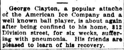 Camden Courier-Post, March 22, 1917 — George Clayton recovers from pneumonia