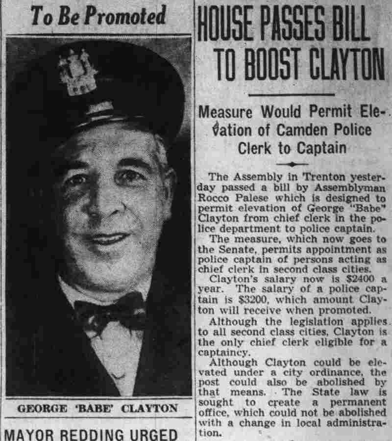 Camden Courier-Post, June 28, 1939 — George Clayton to be promoted to captain