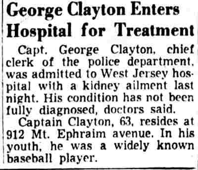 Camden Courier-Post, August 14, 1947 — George Clayton Enters Hospital