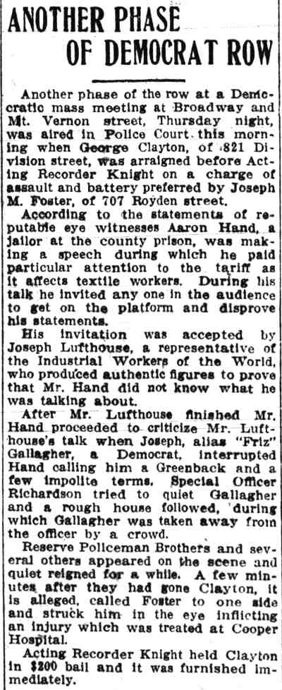 Camden Post-Telegram, October 12, 1912 — Another Phase of Democrat Row