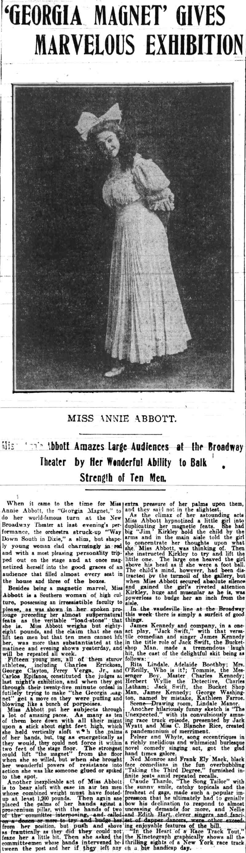 Camden Post-Telegram, October 26, 1909 — Georgia Magnet at Broadway Theater