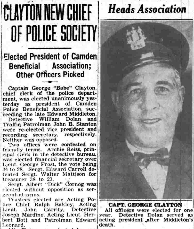 Camden Courier-Post, December 13, 1939 — Clayton New Chief of Police Society