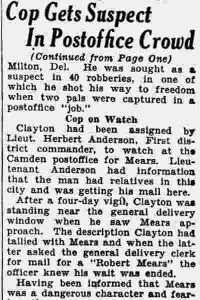 Camden Courier-Post December 21 1932 — Cop Gets Suspect In Postoffice Crowd, continued (partial)