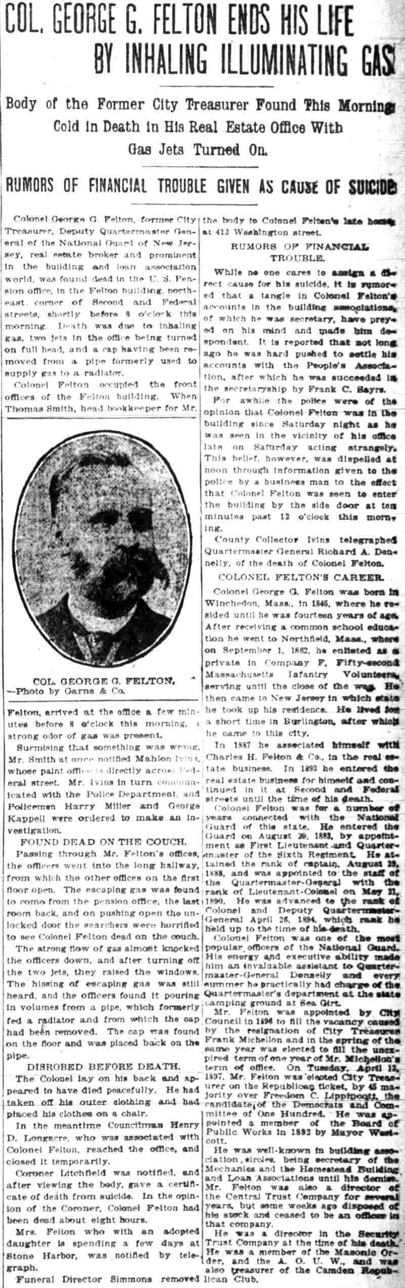 Camden Post-Telegram, July 7, 1902 — article with police officers