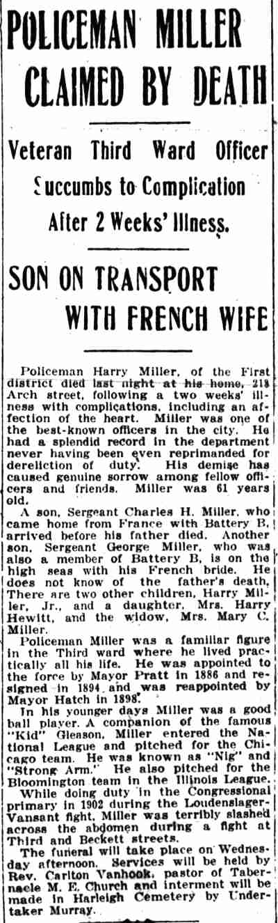 Camden Post-Telegram, May 26, 1919 — Harry Miller obituary