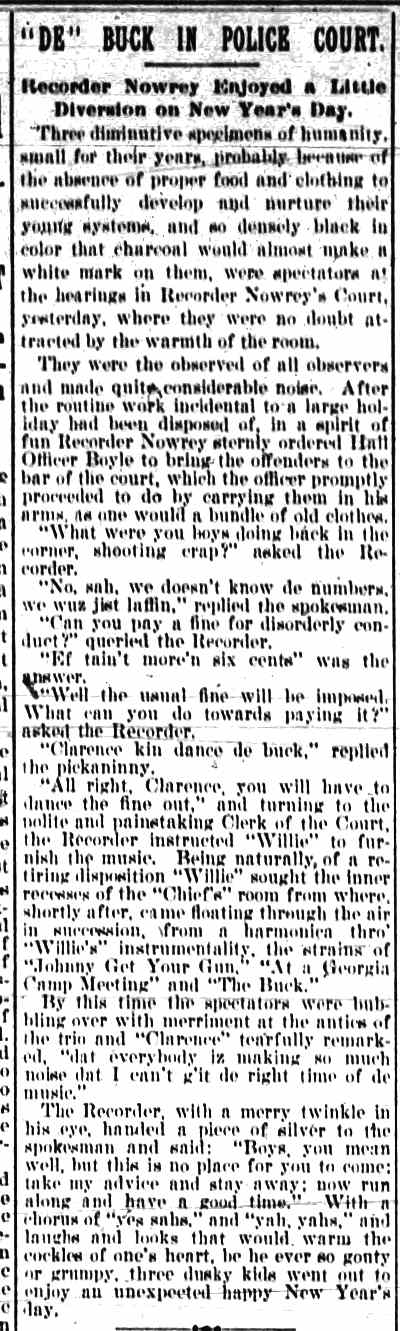 Camden Daily Telegram, January 3, 1899 — De Buck in Police Court