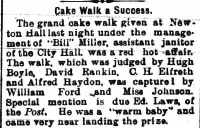 Camden Daily Courier, February 17, 1899 — Cake Walk a Success
