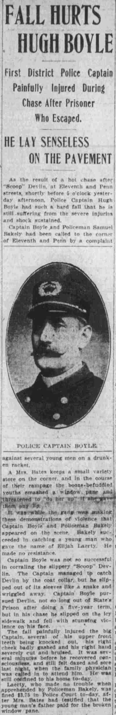 Camden Post-Telegram, February 19, 1907 — Fall Hurts Hugh Boyle