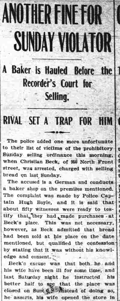 Camden Daily Courier, July 15, 1905 — Another Fine for Sunday Violator