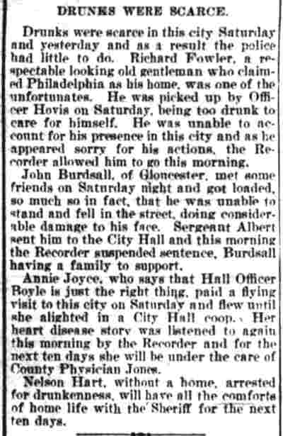 Camden Daily Telegram, October 31, 1898 — Drunks Were Scarce