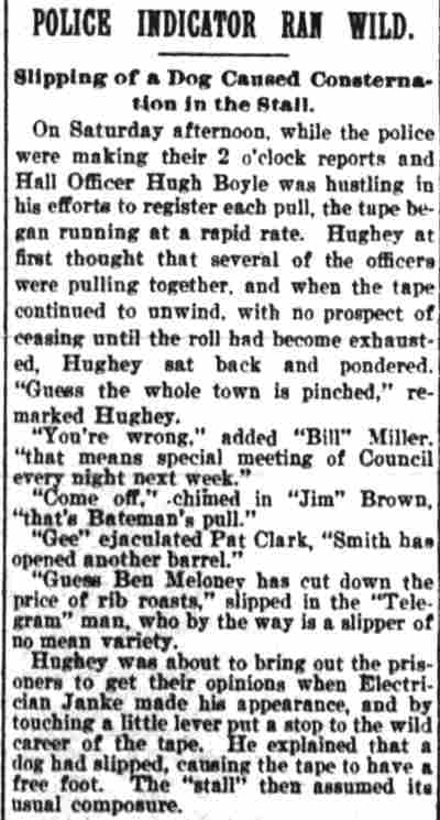 Camden Daily Telegram, November 7, 1898 — Police Indicator Ran Wild