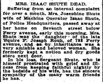 Camden Daily Courier, May 25, 1915 — Mrs. Isaac Shute Dead