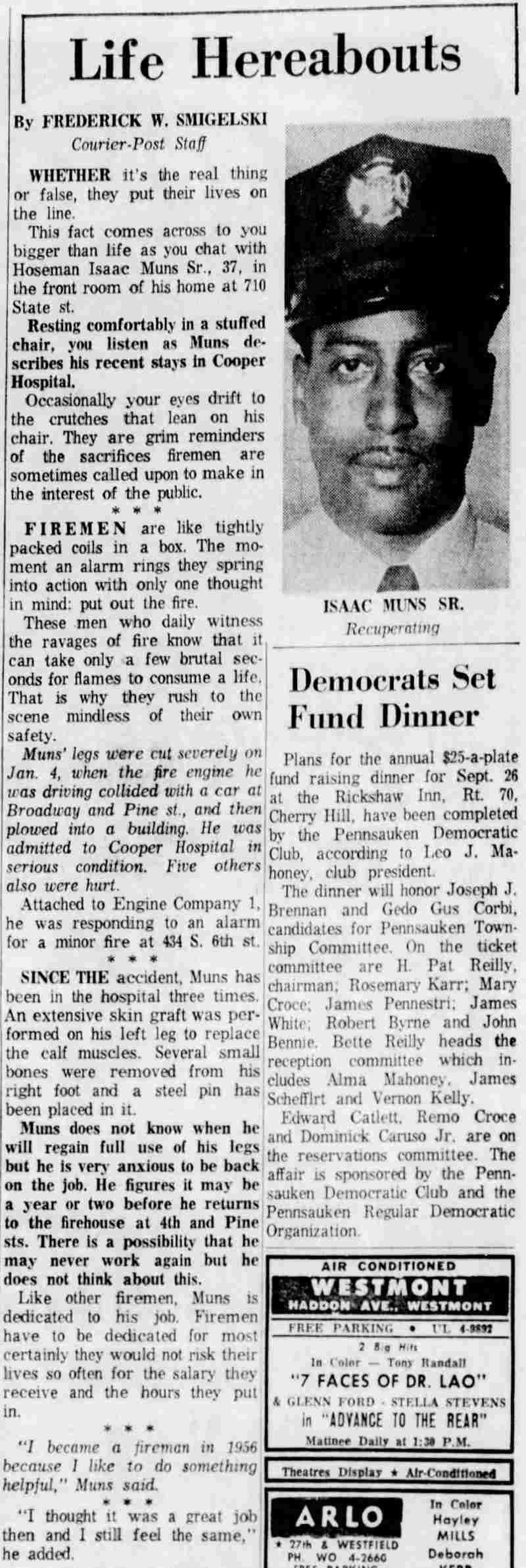 Life Hereabouts — Courier-Post column about Isaac Muns Sr. recuperating