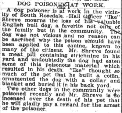 Dog Poisoner at Work, Camden Post-Telegram, September 4, 1919