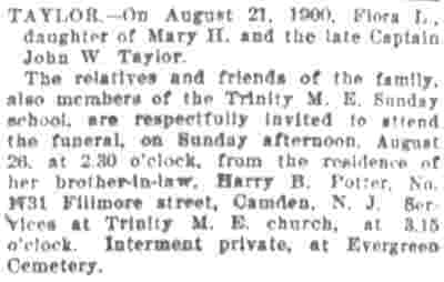 Newspaper article about Harry B. Potter, 1731 Fillmore Street, Camden Post-Telegram, August 24, 1900