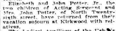 Camden Post-Telegram, September 13, 1923 — Elizabeth and John Potter Jr.