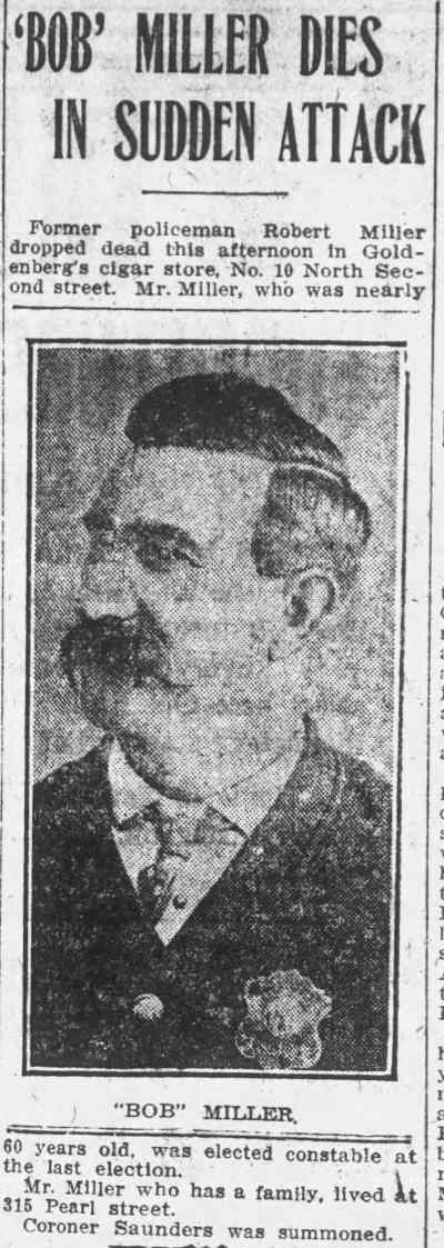 Camden Post-Telegram December 7, 1911 — Bob Miller Dies in Sudden Attack